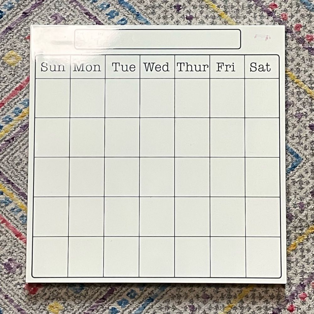 Dry Erase Wall Hanging Monthly Calendar Board with Days of the Week 16”x16”